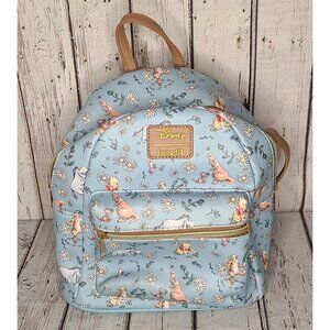 12" Loungefly Disney Winnie The Pooh Sketch Daisies Mini Backpack Pastel Blue